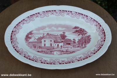 Antieke ovalen schotel Maestricht BOERENHOEVE ROOD
